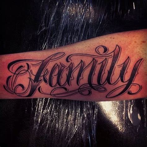 family lettering tattoo